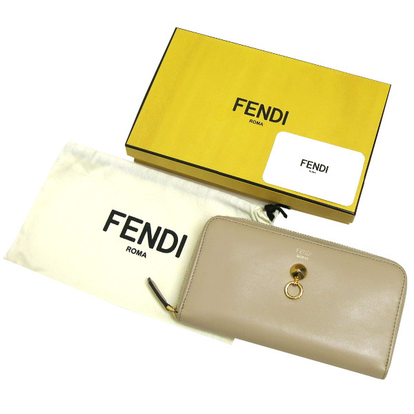 【期間限定送料無料】 長財布 ラウンドファスナー FENDI ZIP ウォレット フェンディ 8M0299SMEF111C ゴールド ベージュ WALLET AROUND 女性用財布