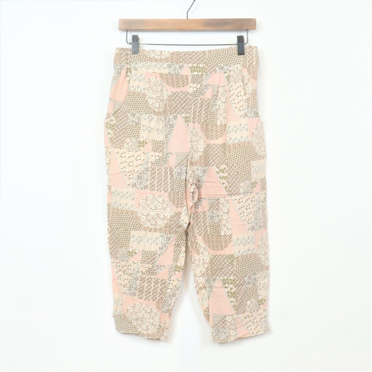  As Know As de base * pretty! patchwork manner. print cropped pants pink series *b6362