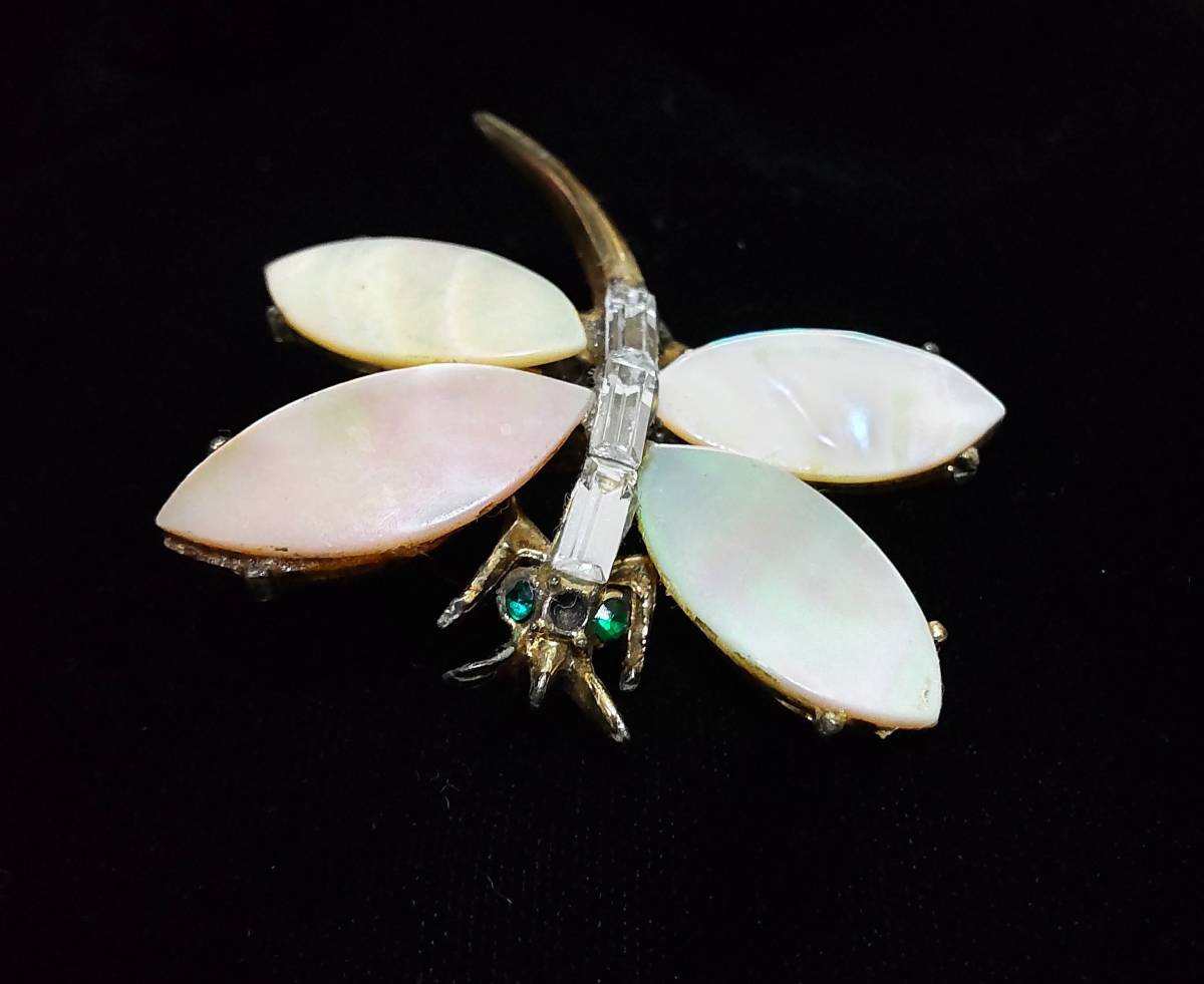 ヴィンテージ　螺鈿の蜻蛉のブローチ