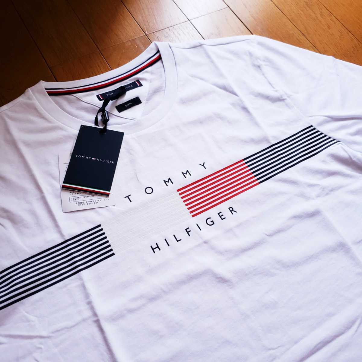【新品】トミーヒルフィガー M ストライプロゴ Tシャツ ホワイト 22ss 新作 TOMMY HILFIGER 半袖_画像2