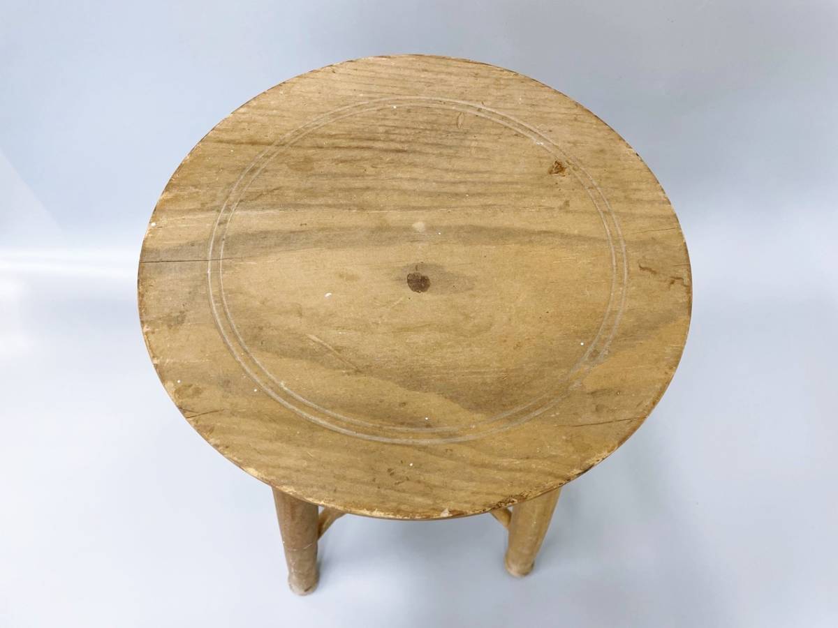 木製丸椅子 イス 木製 スツール 丸椅子 古道具 古家具 和家具 レトロ 花台 置台 インテリア リメイク_画像5