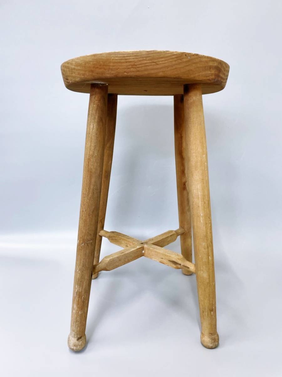 木製丸椅子 イス 木製 スツール 丸椅子 古道具 古家具 和家具 レトロ 花台 置台 インテリア リメイク_画像3