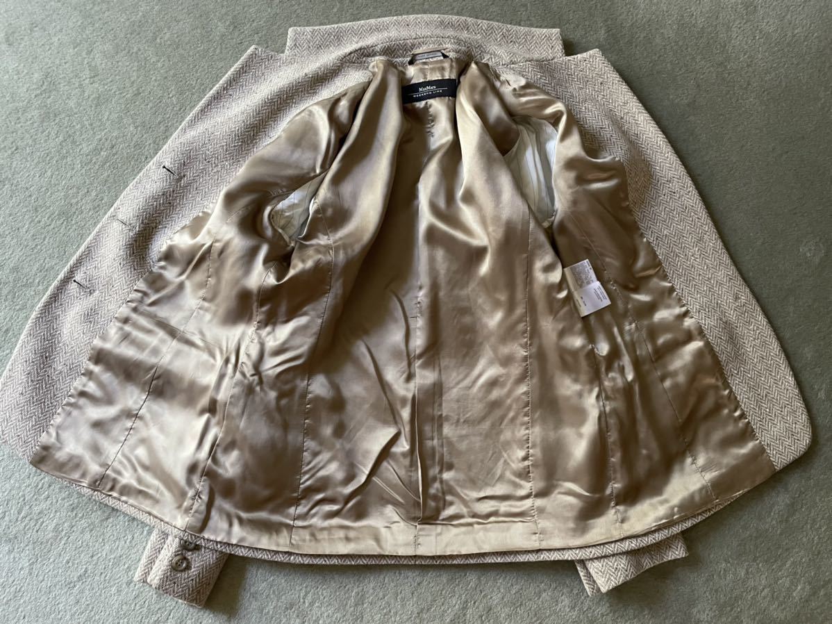 MaxMara Weekend Line Max Mara tweed jacket lady's M size beige Italy made 