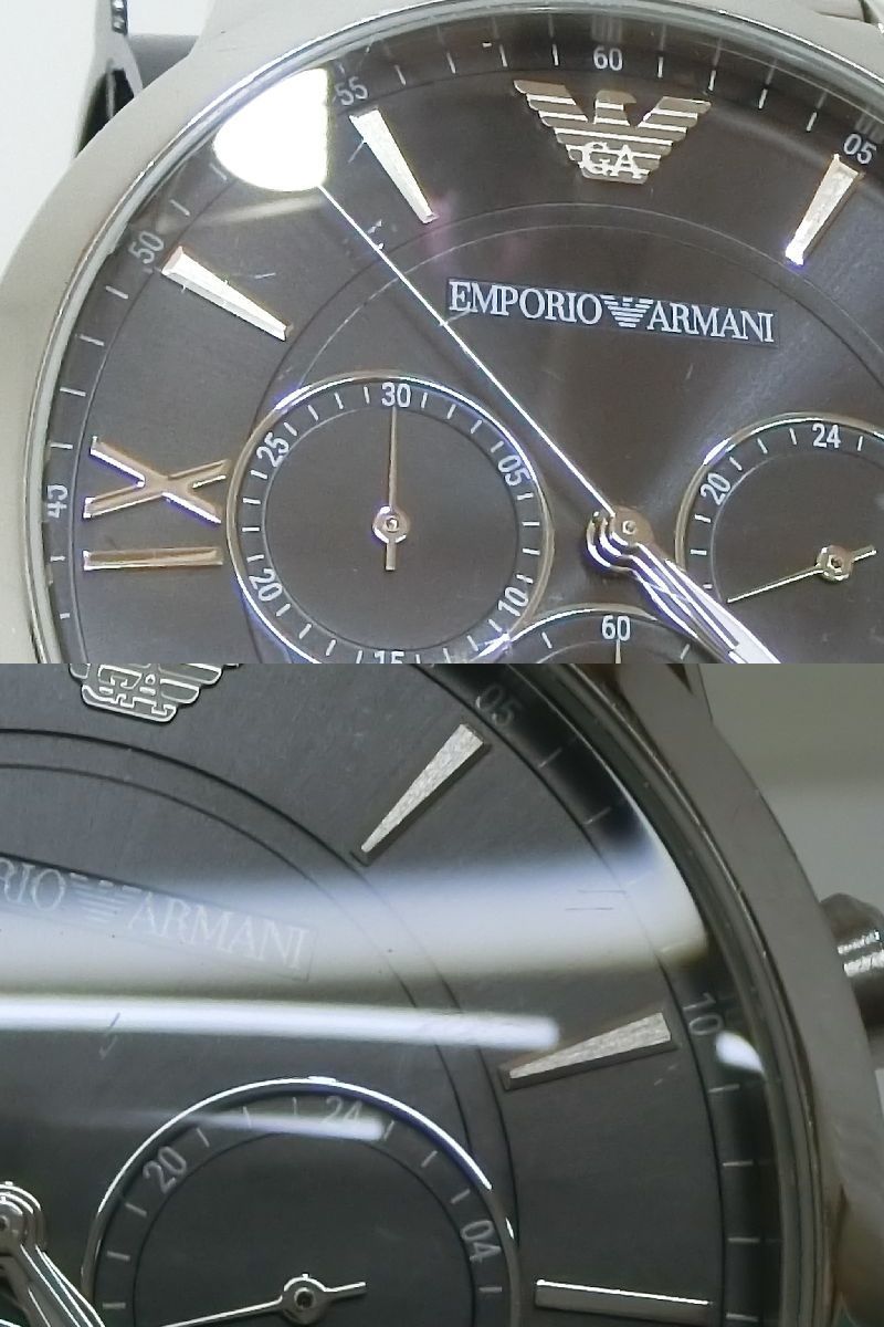 ★わ-500★EMPORIO ARMANI AR-11208 エンポリオ アルマーニ 腕時計 クォーツ デイト クロノグラフ ブラック メンズ　中古_画像2