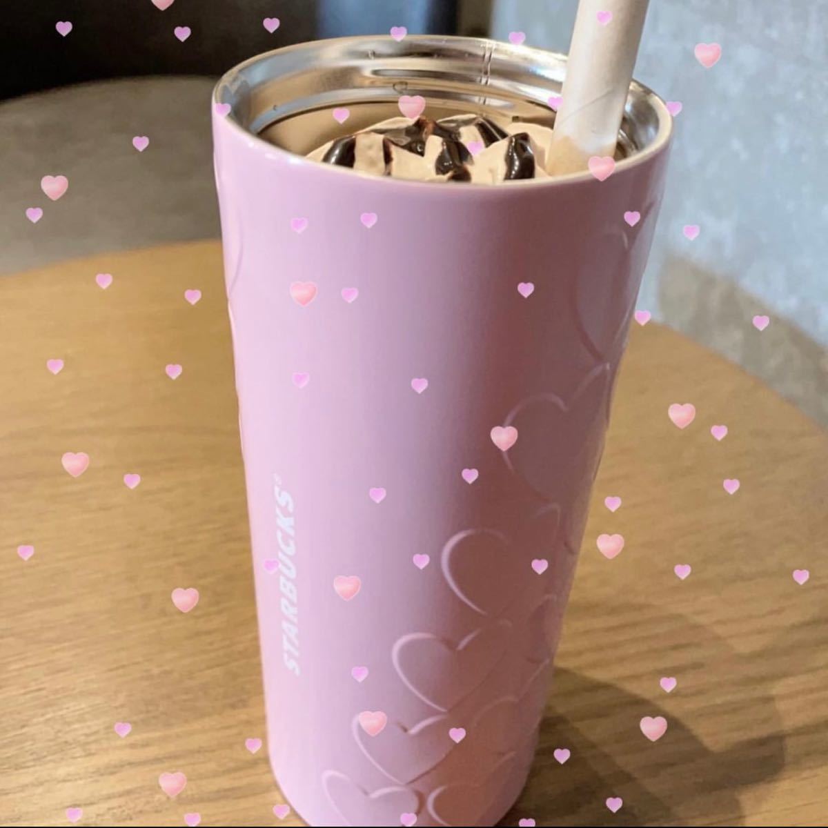 バレンタイン2022 ステンレス スタバ タンブラーエンボスハート355ml