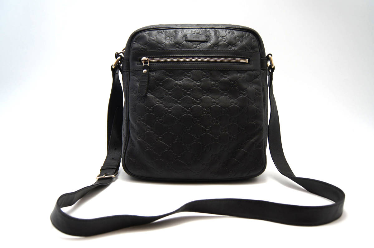 1円 美品 GUCCI グッチ シマ レザー ショルダー バッグ ポシェット