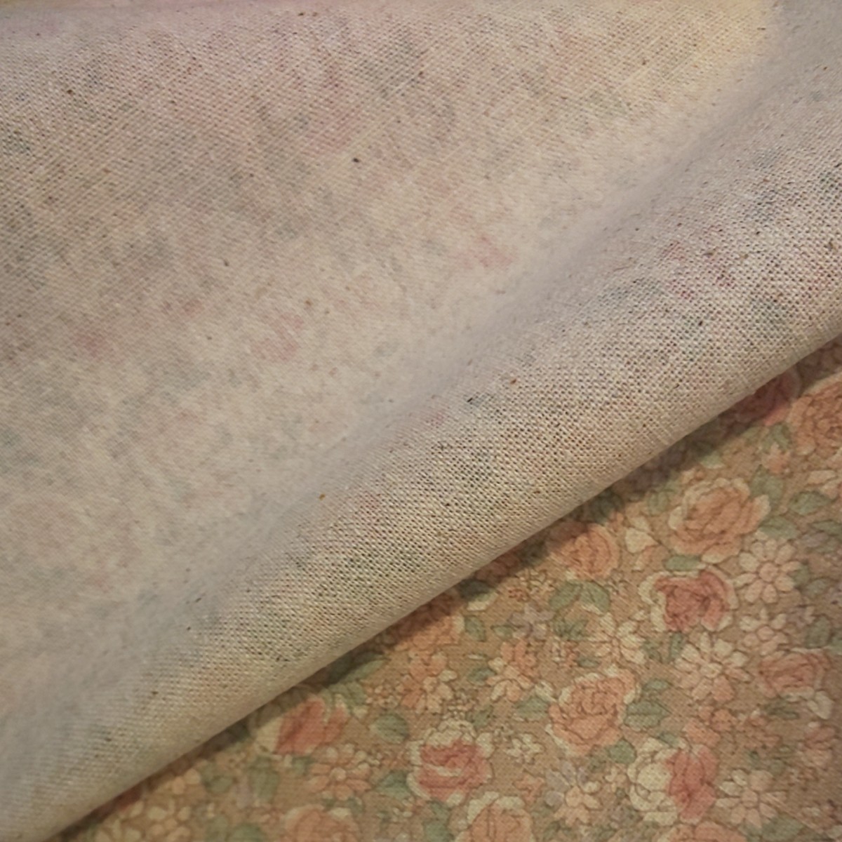 YUWA コットンリネンキャンバス生地 綿麻キャンバス生地 花柄 ピンク系 生地巾約108cm×約50cm