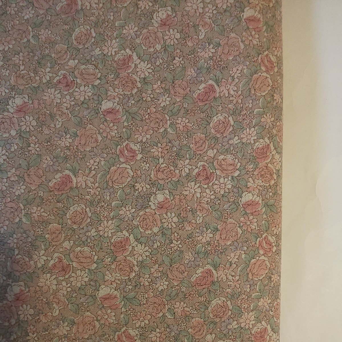 YUWA コットンリネンキャンバス生地 綿麻キャンバス生地 花柄 ピンク系 生地巾約108cm×約50cm
