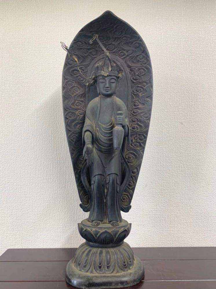 完売】 仏教美術 観音菩薩 古美術 観音菩薩立像 時代物 ;倉庫整理品