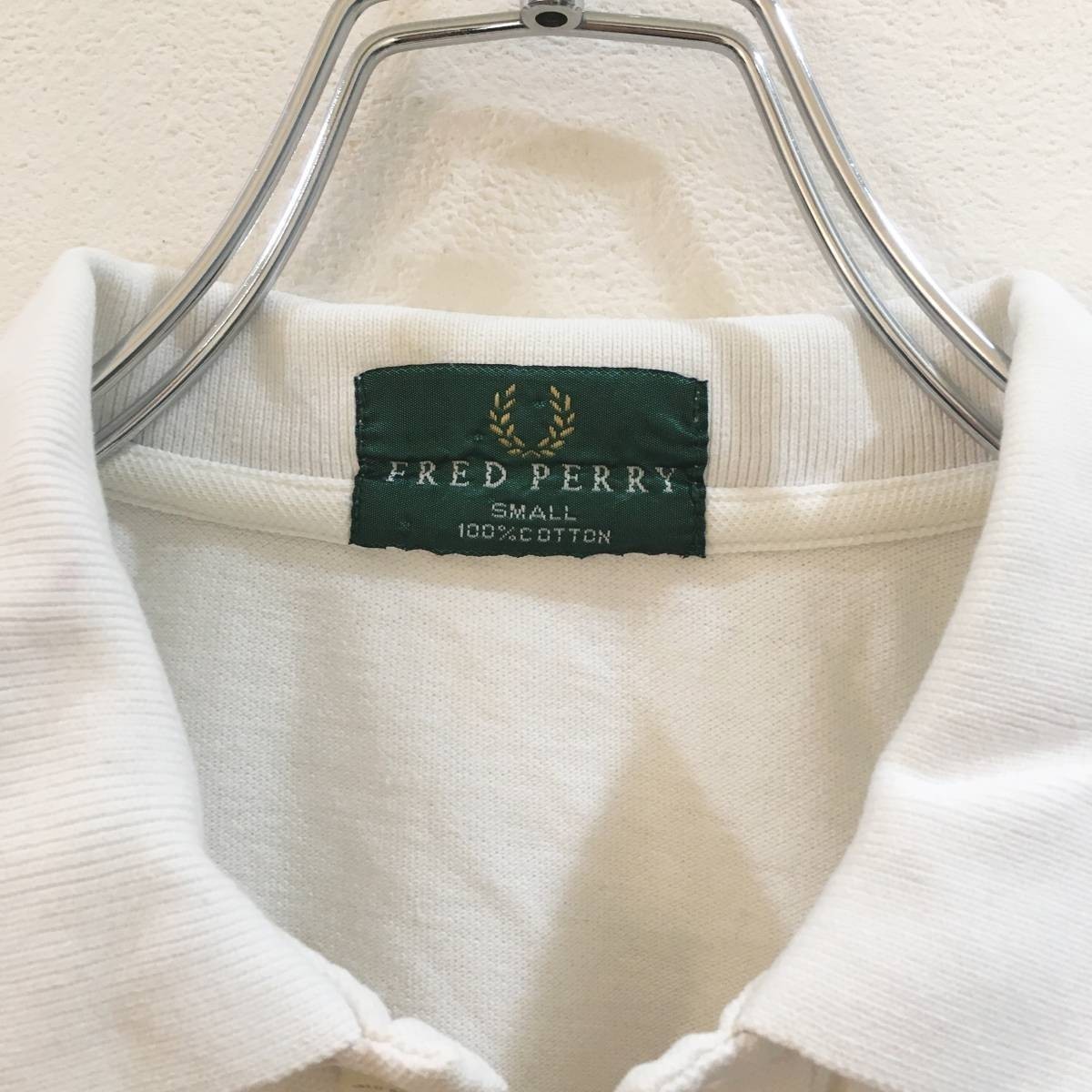 vintage◆お洒落な逸品◆FRED PERRY/フレッドペリー 鹿の子 半袖 ポロシャツ 刺 ホワイト 白 メンズ S ON1728_画像4