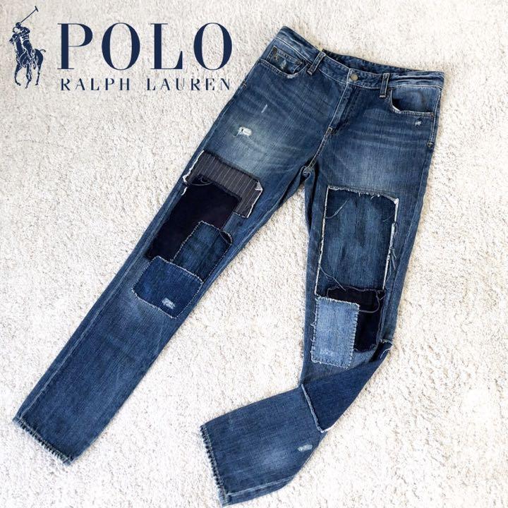 公式通販 polorarphlauren ダメージブラックデニムパンツ econet.bi