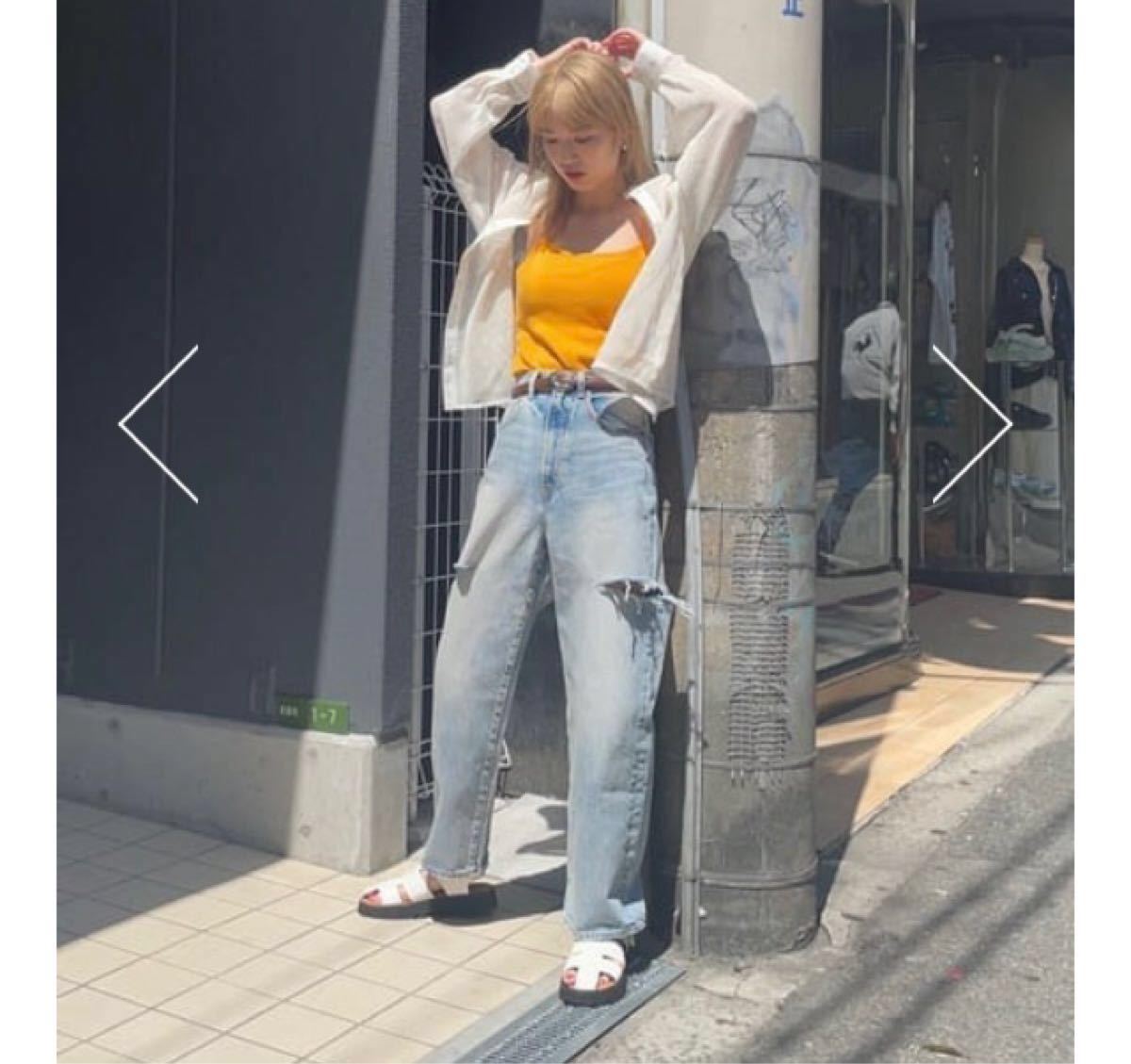 25 MOUSSY THIGH SLIT LOOSE STRAIGHT サイドカットデニム ルーズ