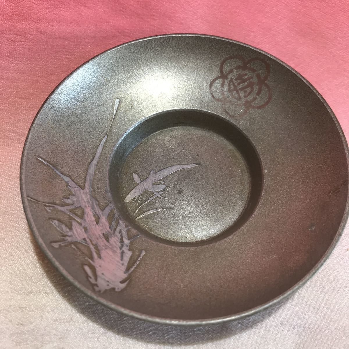 古錫茶托　煎茶道具 五清図　五客　共箱　古美術　時代物　径9cm 311g_画像5