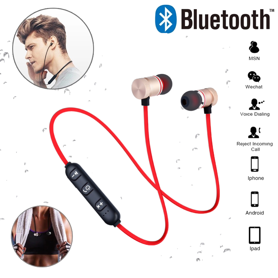 Bluetooth イヤホン ワイヤレスイヤホン iPhone アンドロイド 対応 ブルートゥース イヤフォン イヤホンマイク 両耳 USB 充電 レッド_画像1