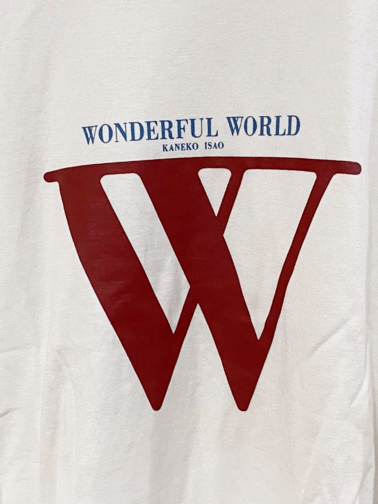 春先に！ WONDERFUL WORLD ワンダフルワールド KANEKO ISAO カネコイサオ 長袖Tシャツ ロンT 白 メンズ L相当 ユニセックス 新規×_画像2