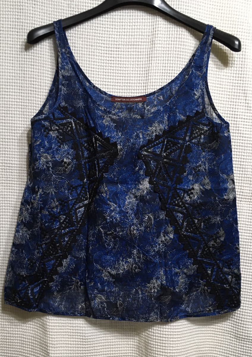 【公式ショップ】 コントワーデコトニエ　刺繍が素敵なノースリーブブラウス　サイズ38号 ノースリーブシャツ一般