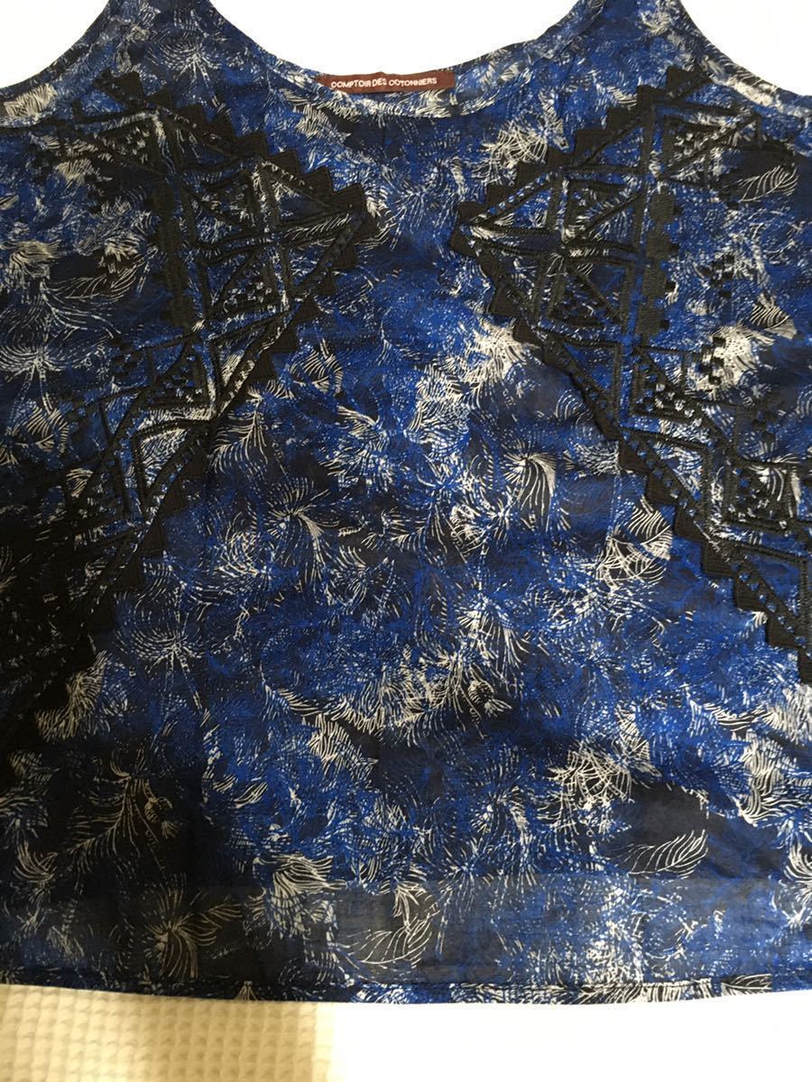 コントワーデコトニエ　刺繍が素敵なノースリーブブラウス　サイズ38号_画像4
