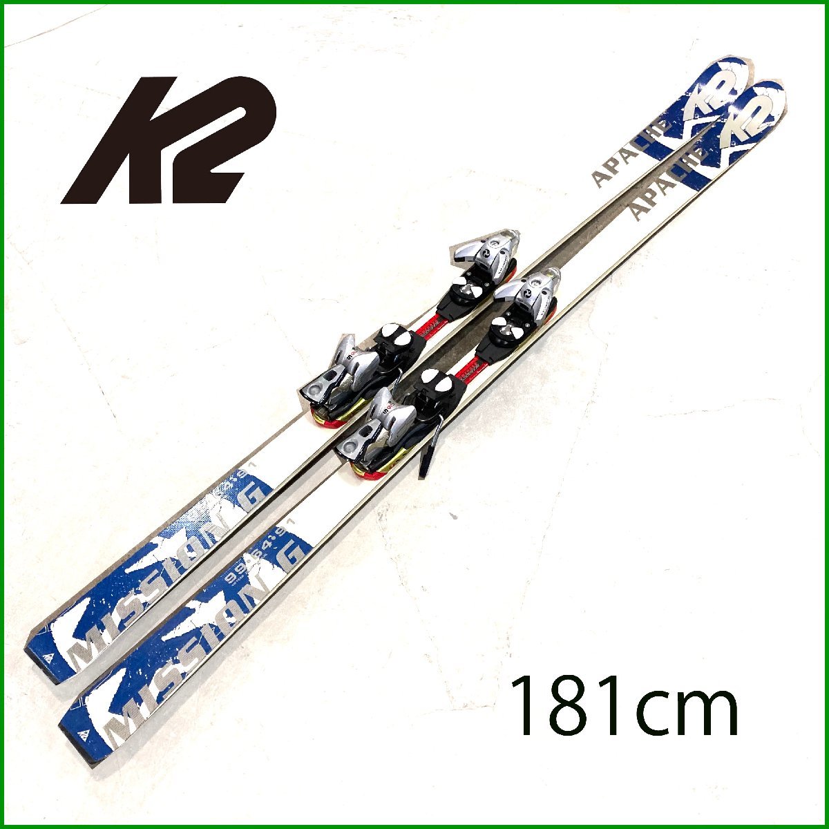 中古 ●K2●カービングスキー 181cm APACHE MISSION G　ブルー ビンディング付　板にダメージ有 アパッチ