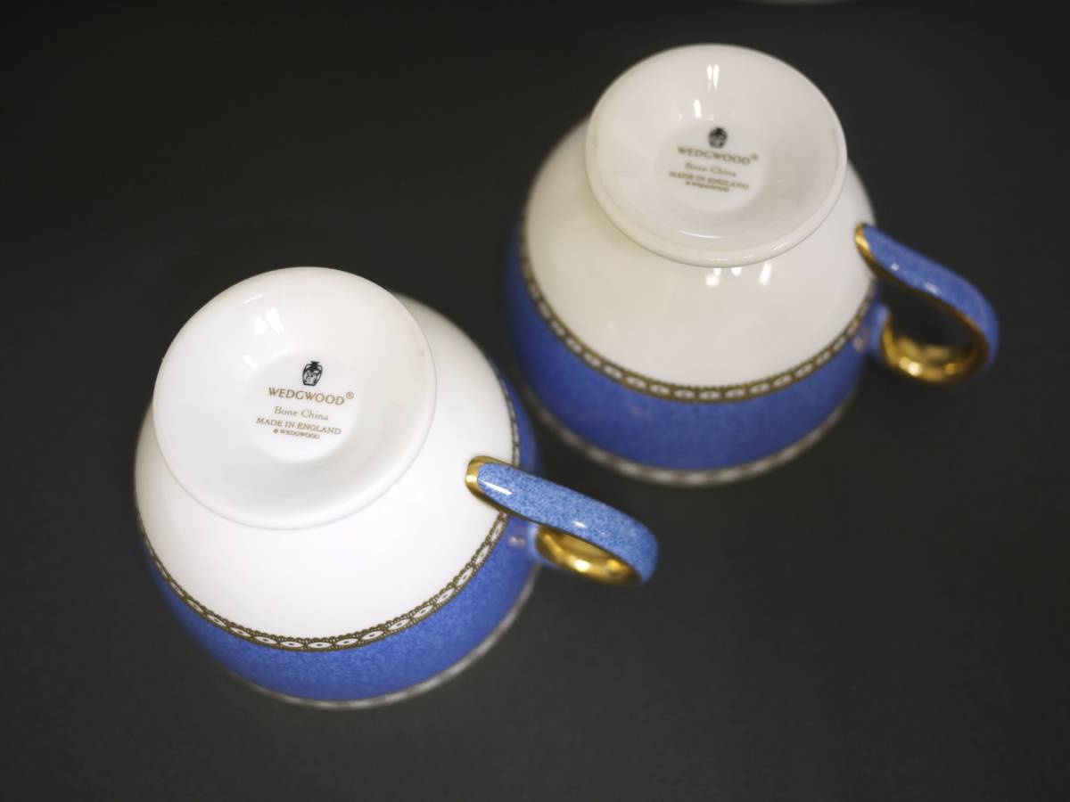 11A WEDGWOOD ウェッジウッド ULANDER POWDER BLUE ユーランダー パウダー ブルー 青 ペア カップ&ソーサー プレート ブランド陶器 洋食器_画像10