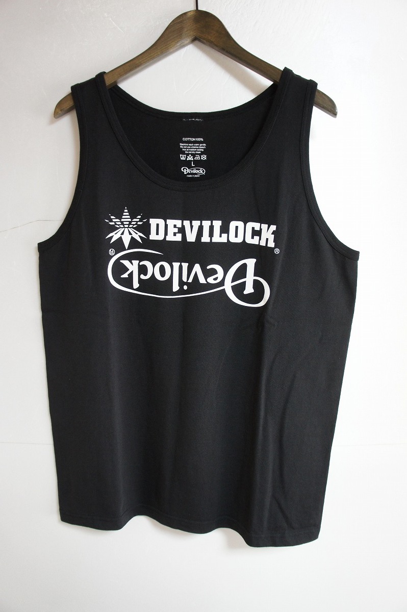 美品21SS DEVILOCK デビロック FIRE TATTOO ロゴ タンクトップ カットソー 黒112M_画像1