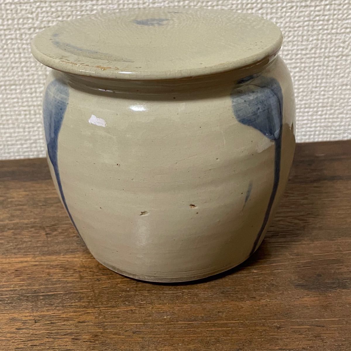 梅干し壺　壺　陶器　石見焼(?) レトロ　アンティーク　漬物　容器