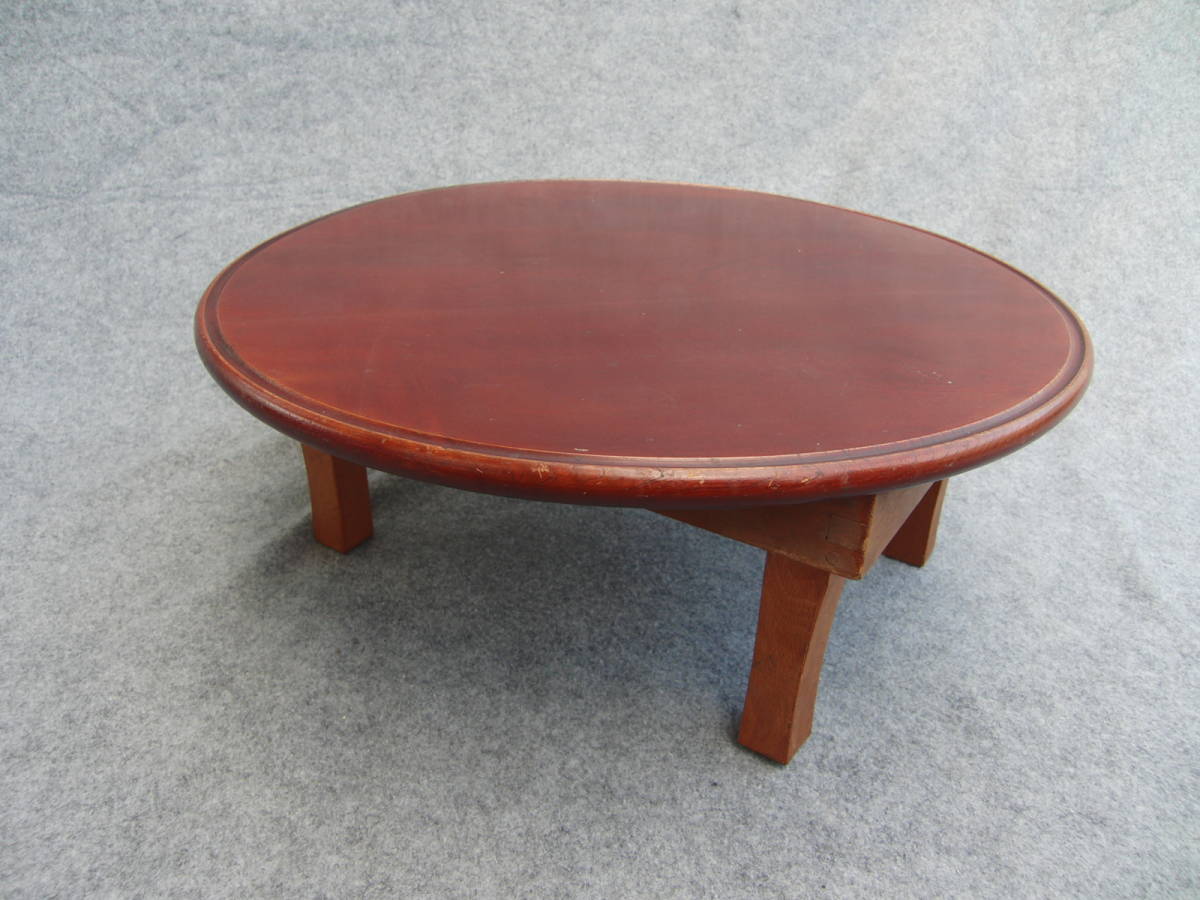 昭和レトロ 丸型ちゃぶ台 座卓折りたたみ木製テーブル 無垢材古材