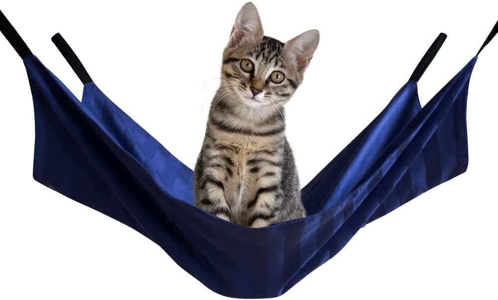 猫用 ハンモック (62×41cm) 選べるカラー 金具付き (雅：ネイビー) 洗える ケージ用 吊り下げ 耐荷重 8kg 猫ハンモック ペットベット_画像1