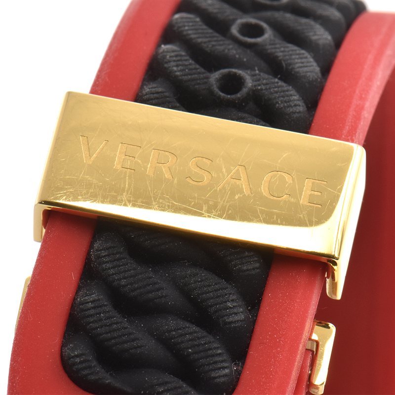 ヴェルサーチ Versace チェーンリアクション VEDY00319 VEDY0919 ゴールド ブラック レッド ラバー メデューサ クオーツ メンズ 腕時計_画像4