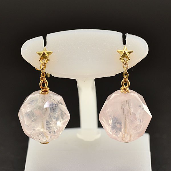 M2702[BSJBJ]STAR JEWELRY Star Jewelry K18YG pink stone earrings both ear color stone 18 gold yellow gold accessory 