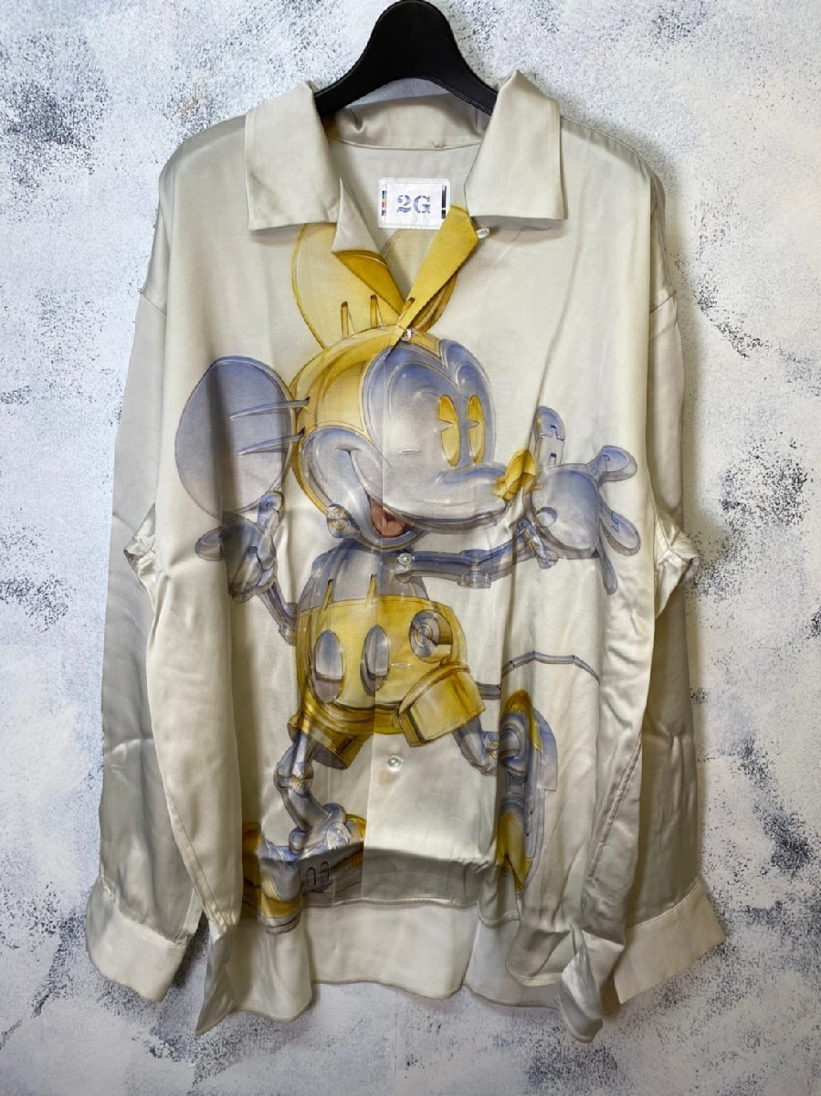 2022春大特価セール! Sorayama ☆2G×Hajime ツージー 220411 (EC) ベージュ ブラウス レーヨンシャツ ミッキープリント 空山基☆ Lサイズ 2022春大特価セール! Sorayama ☆2G×Hajime ツージー 220411 (EC) ベージュ ブラウス レーヨンシャツ ミッキープリント 空山基☆ Lサイズ