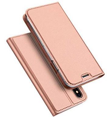 [Apple][ Apple iPhoneX notebook type magnet case card storage * stand function * transparent TPU case attaching ROSE GOLD]iPhone10 pink gold 