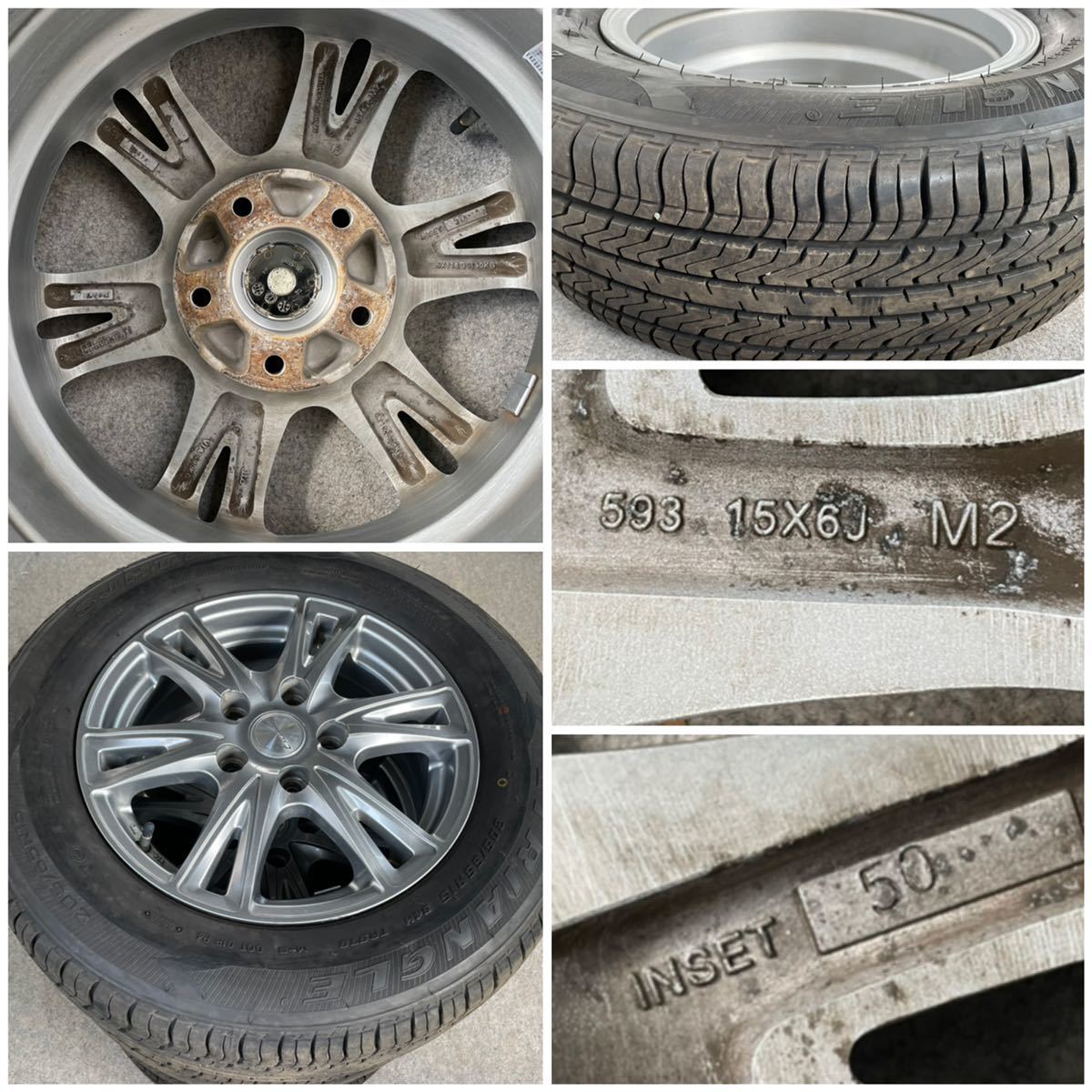 20年式バリ溝。EXCEEDER エクシーダー 15インチ×6J+50 PCD114.3 5穴 TRIANGLE 205/65R15ラジアル4本。ノア ヴォクシー ステップワゴン 等_画像9