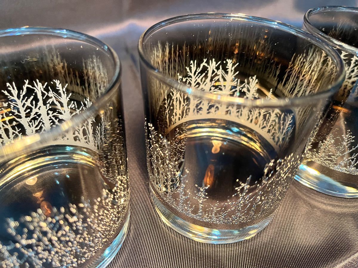 【ADERIA】CANADIAN 白樺の森 ショットグラス ５個 セット 石塚硝子 アデリア ロック シルバー
