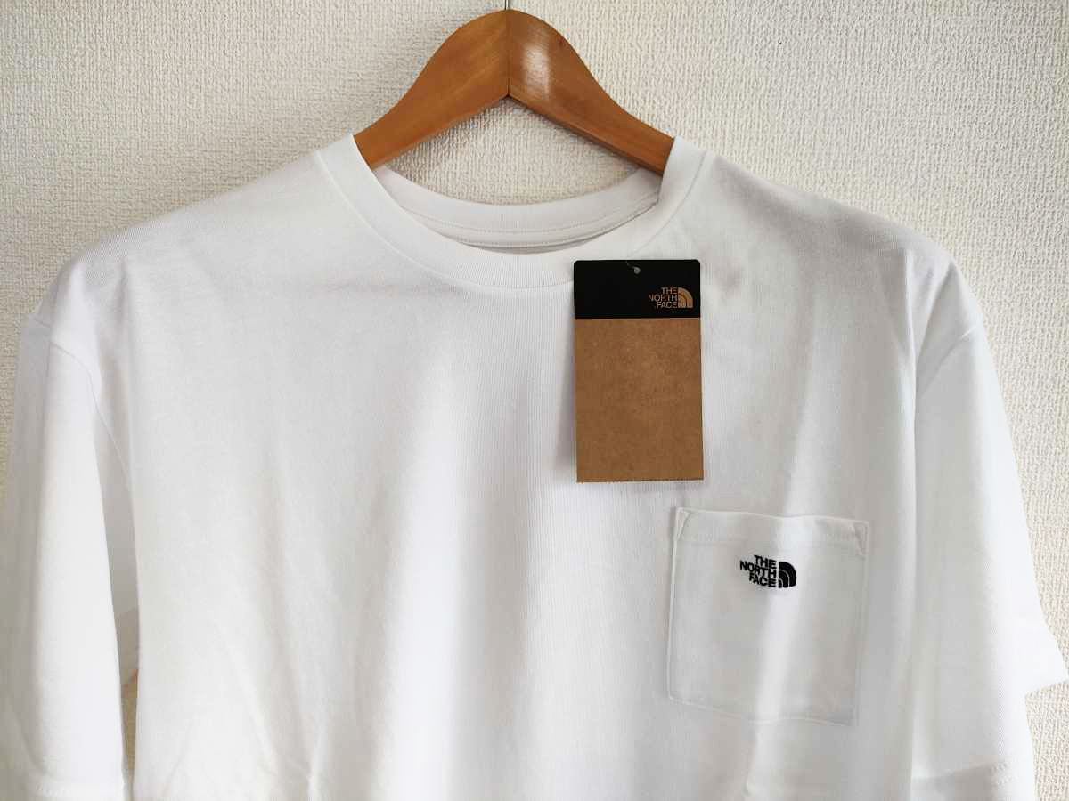 XL 即日発送 新品 国内正規品ノースフェイス シンプル ロゴ ポケット Tシャツ刺繍ロゴ白ホワイト半袖アウトドアS/S SIMPLE LOGO POCKET TEE