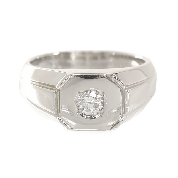 [ бесплатная доставка ][ подлинный товар ] мужской бриллиантовое кольцо * кольцо *PT900 платина * diamond 0.317ct*19 номер * отполирован * модный * простой * высококлассный *