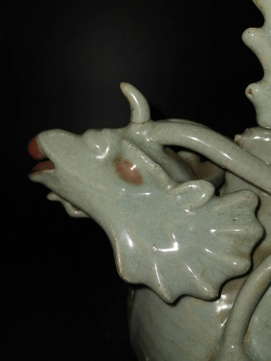 渓 時代古美術 XA331朝鮮古陶磁 古高麗 李朝 高麗磁 高麗青磁点朱砂壺 