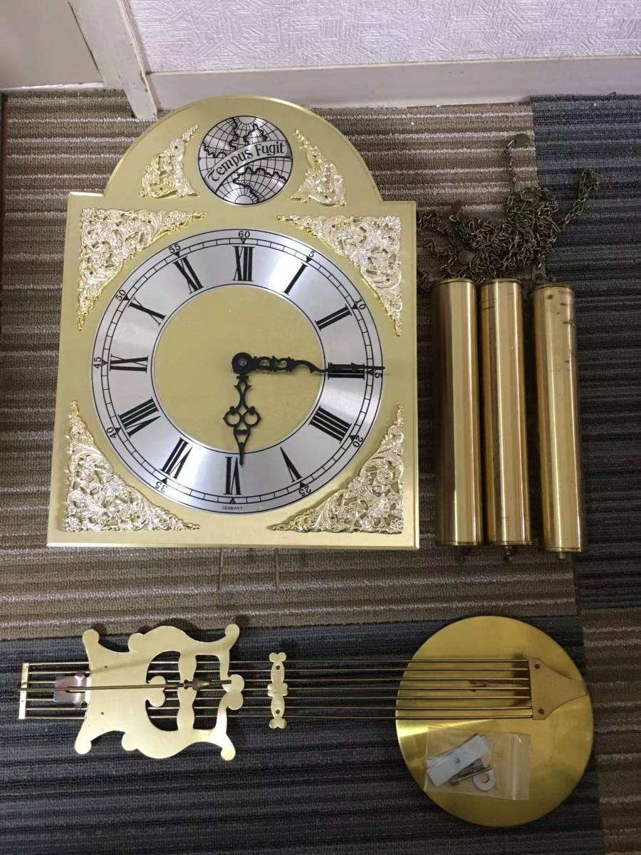 インテリア アンティーク Tempus Fugit ドイツ製 重錘式振子 柱時計