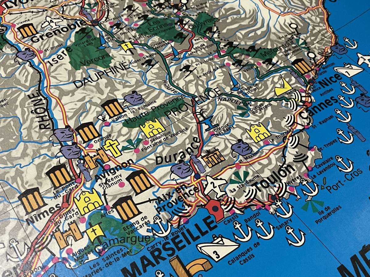 希少 レア 超特大 フランス 地図 MAP 100cm x 122cm 防水 壁掛け