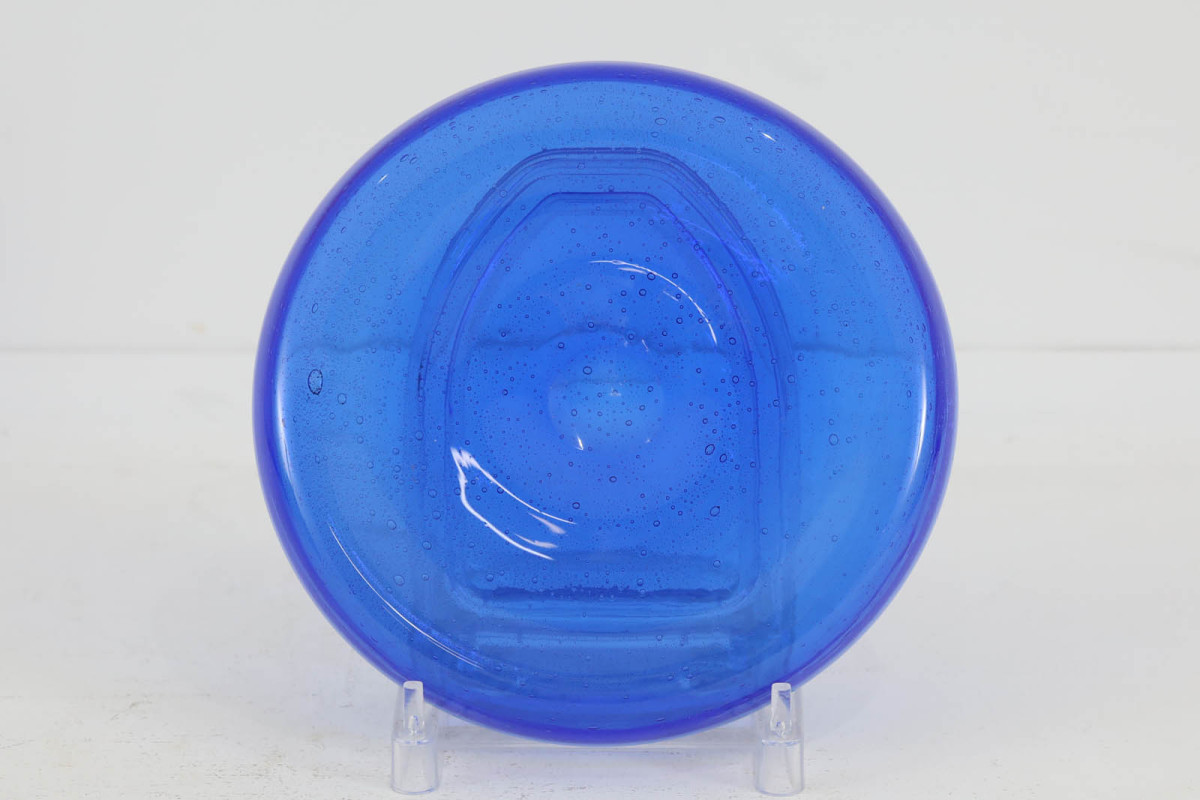 BODA ボダ　Erik Hoglund エリック ホグラン　ガラスのラウンドトレイ/プレート/お皿　ブルー　直径19.5cm_画像3