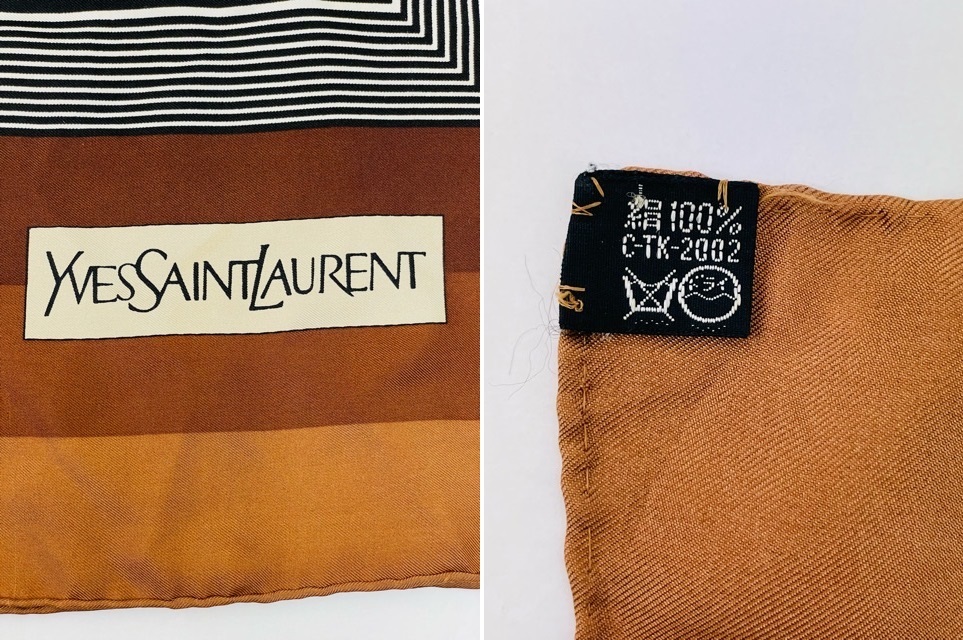 (H07594) まとめて YVES SAINT LAURENT シルクスカーフ ハンカチ / Christian Dior ハンカチ 5枚セット 未使用品あり_画像6