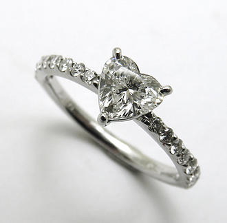 3301【ハートシェイプ ダイヤモンドリング】 0.51ct F VS2 【鑑定書付】 Pt D0.24ct 瑞浪鉱物展示館 【送料無料】