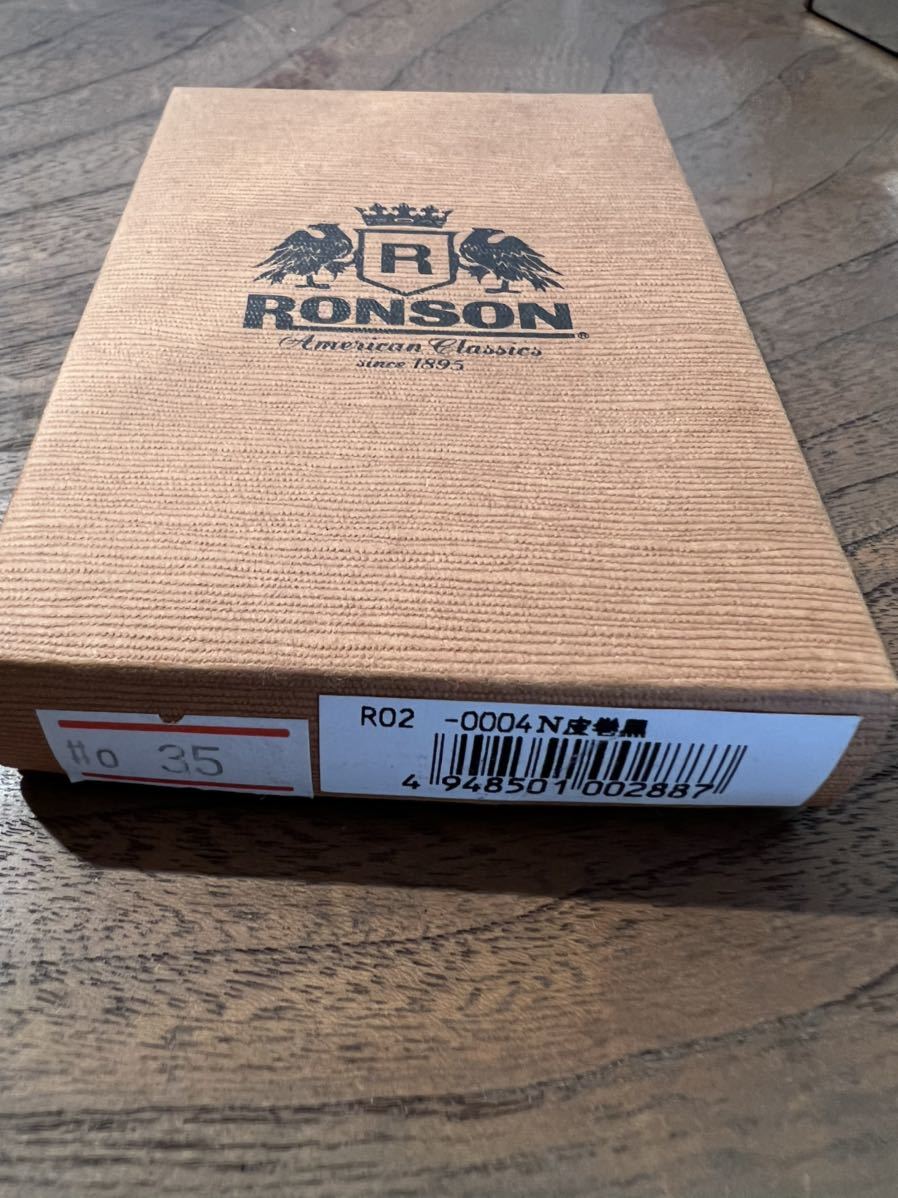 美品 RONSON 皮巻 黒 STANDERD US model ロンソン オイル ガス ライター 箱入り 喫煙 _画像5