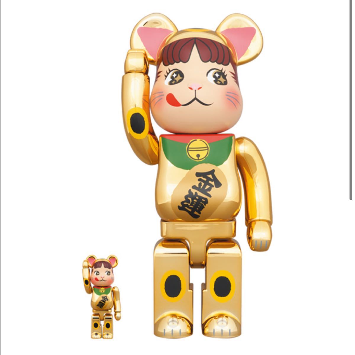 BE@RBRICK 招き猫 ペコちゃん 金運 金メッキ 1000％ ベアブリック-