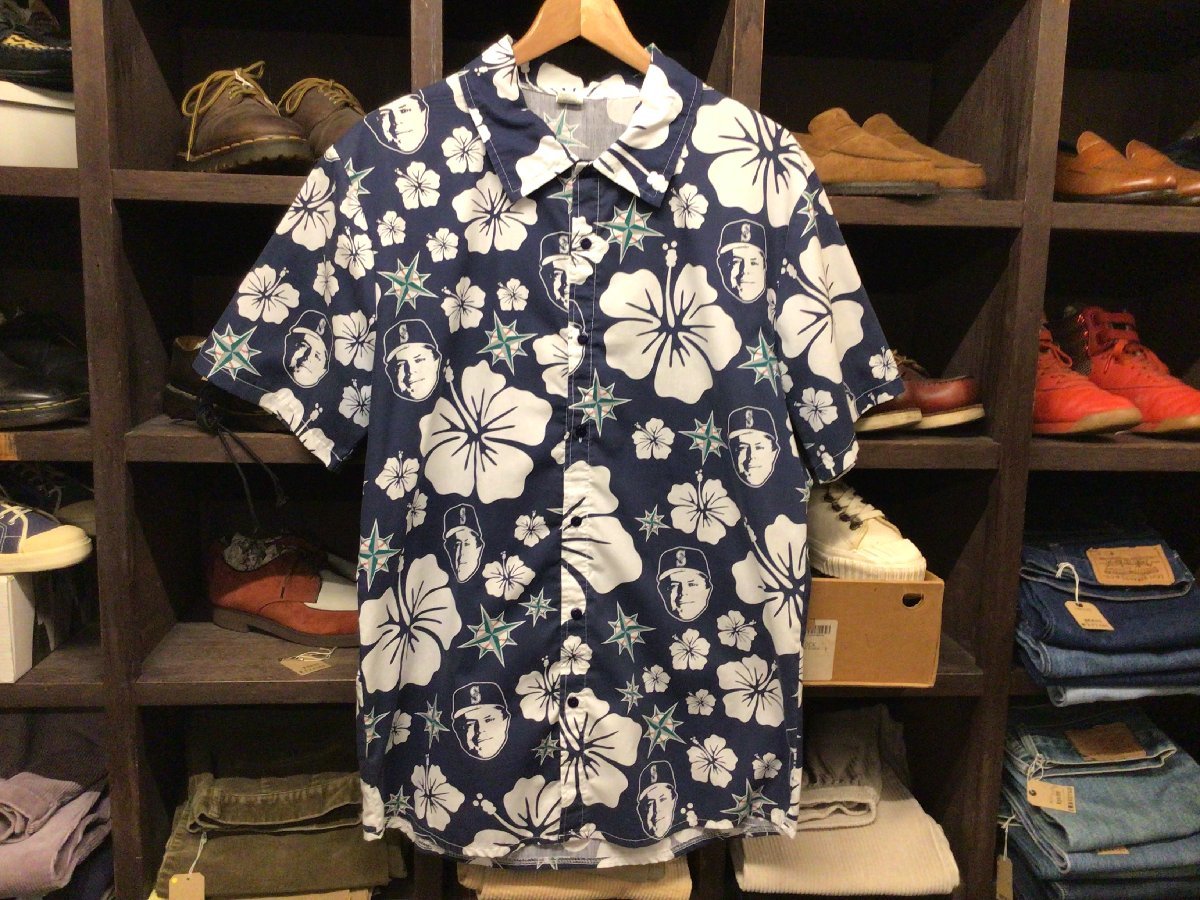 ビッグサイズ SEATLE MARINERS ALOHA SHIRT SIZE XL シアトル マリナーズ アロハ シャツ 半袖 総柄_画像1