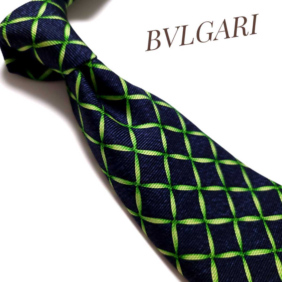 BVLGARI ブルガリ ネクタイ ハイブランド ネイビー 紺 緑 グリーン 1229