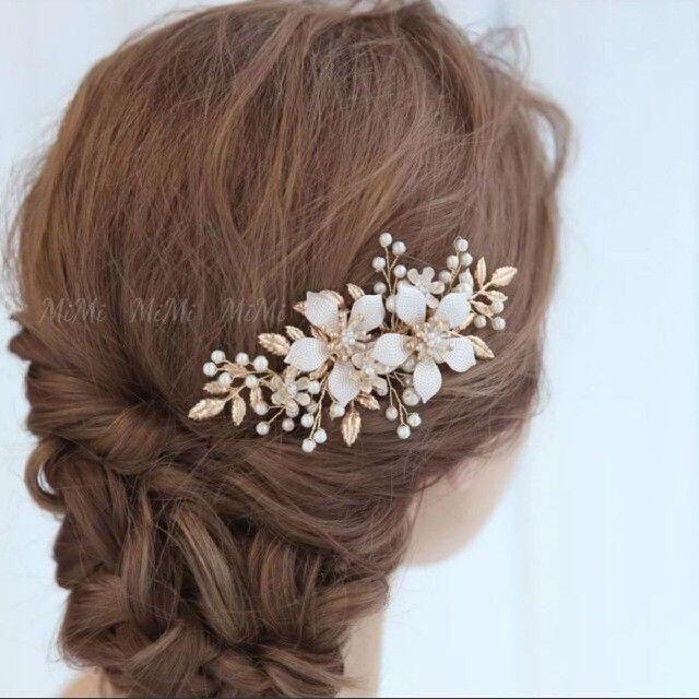 3y ゴールド ヘアアクセサリー ヘッドドレス ウエディング ボンネ 結婚式 ウェディング ローズゴールド ヘッドアクセサリー 髪飾り コーム