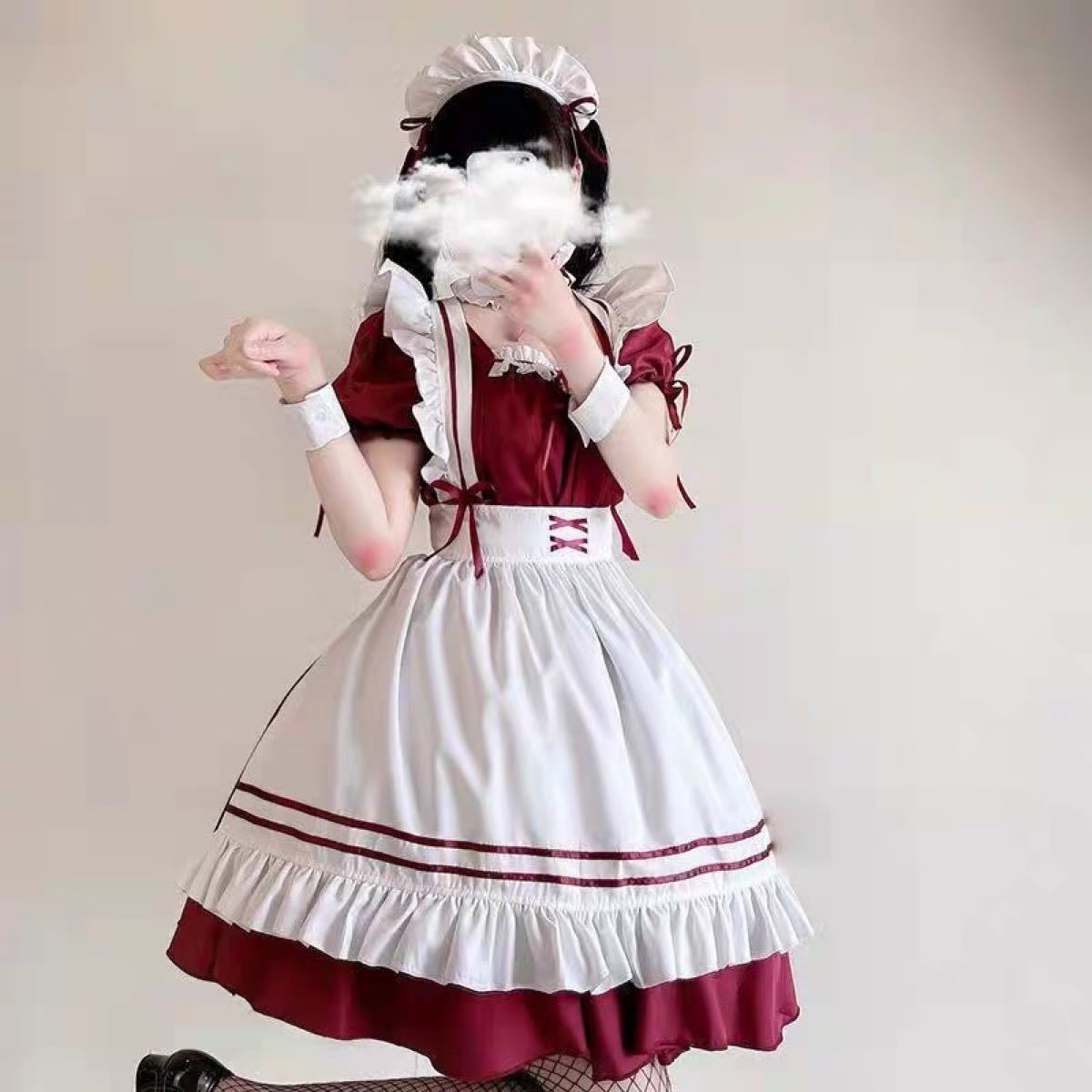 【Sサイズ】メイド服 萌え コスプレ 衣装 ロリータ かわいい 6 点セット