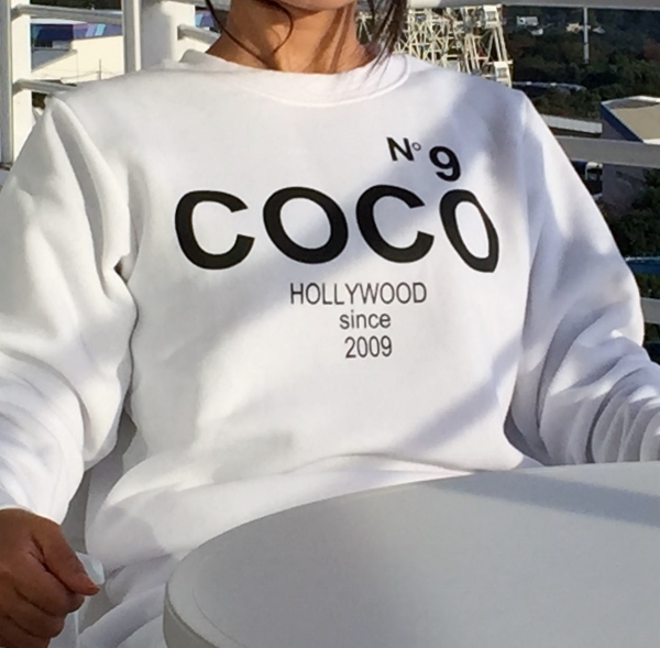 レディース COCO NO9 HOLLYWOOD ロゴ　裏起毛 ホームウェア　ナイトウェア　上下セット ホワイト_画像4