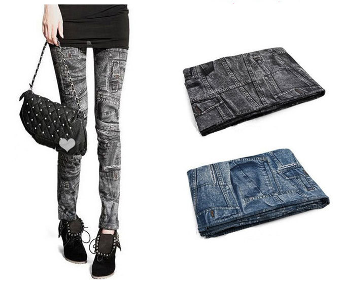 i regular pocket pattern Denim manner leggings gray 