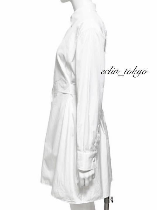 【E3536】極美品！Christian Dior ディオール《店頭完売》BEE刺繍 リボン ベルト ロングシャツ ワンピース 36 白 マリア グラツィア_画像4